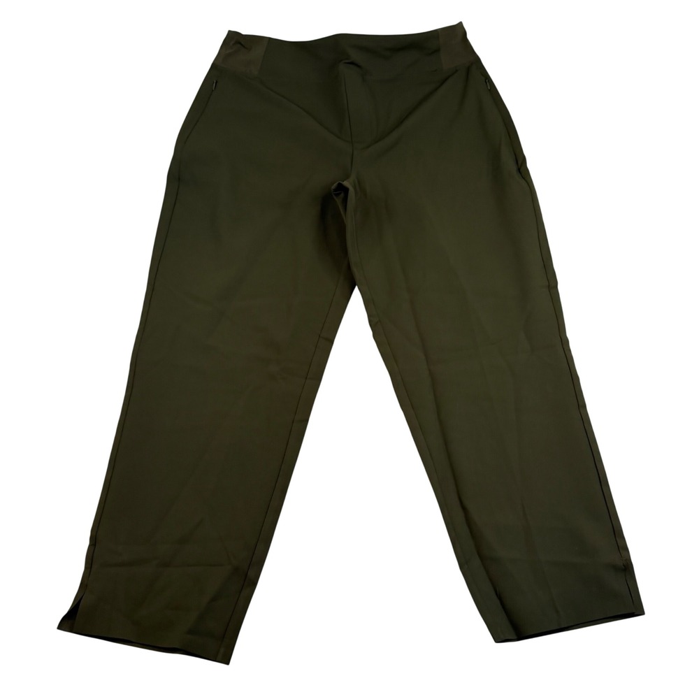 Kirkland Signature Womens Olive Green Ankle Pants Pull On Zipper Pockets Sz L